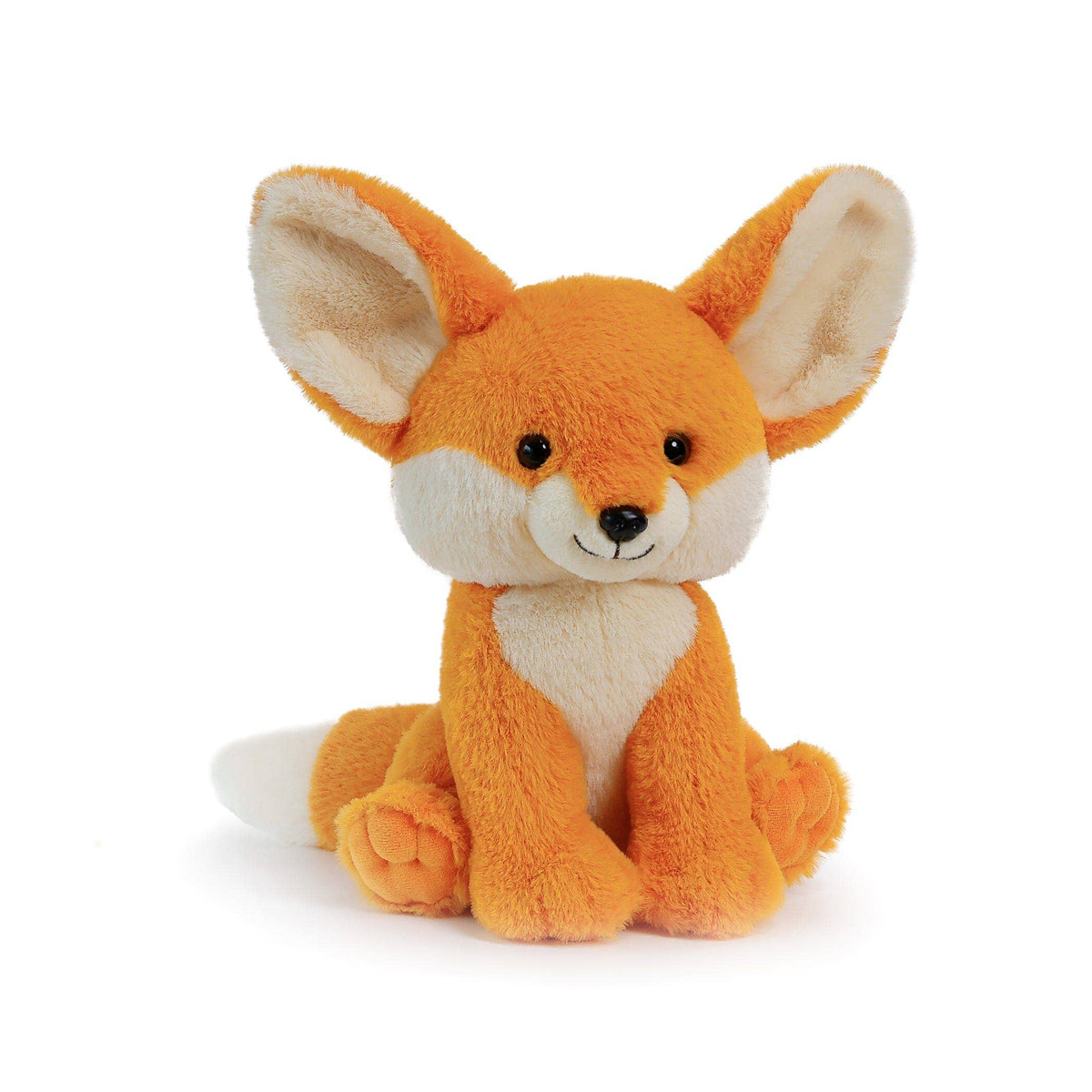 Plush toy fox on a white background