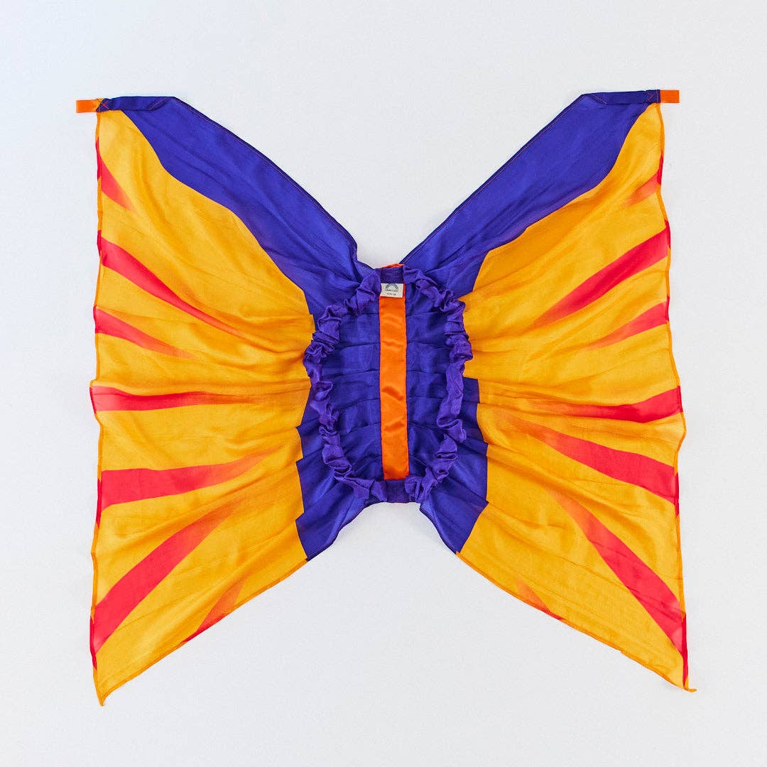 Colorful butterfly-shaped fabric on a white background