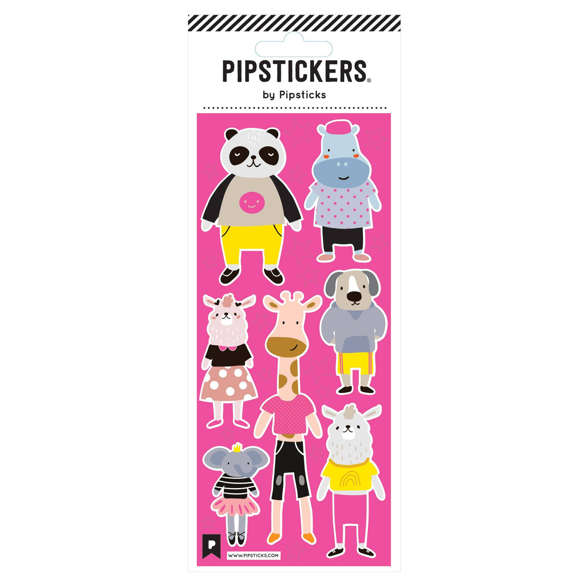 Pack of PipStickers with animal characters on a pink background