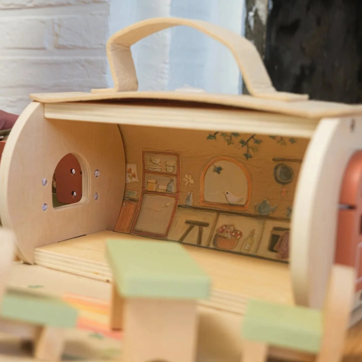 Log House with Minature Friend