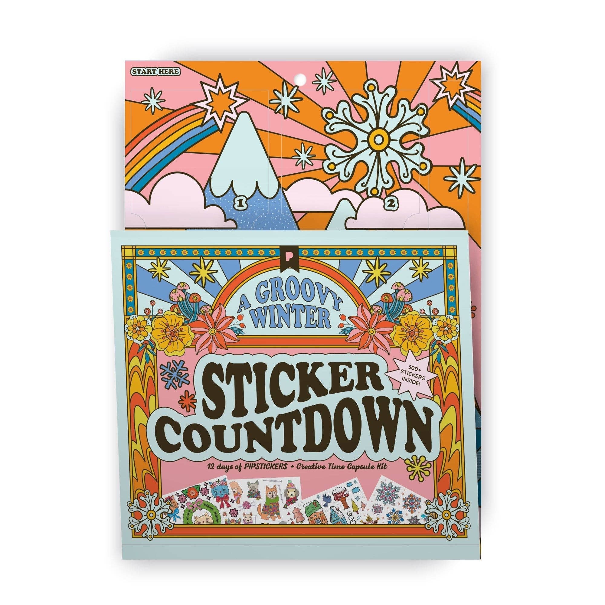 Sticker countdown kit packaging with colorful design and text on a white background