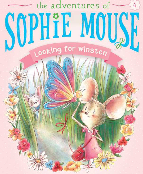 Book cover of 'The Adventures of Sophie Mouse: Looking for Winston' with a mouse character and butterfly illustration.
