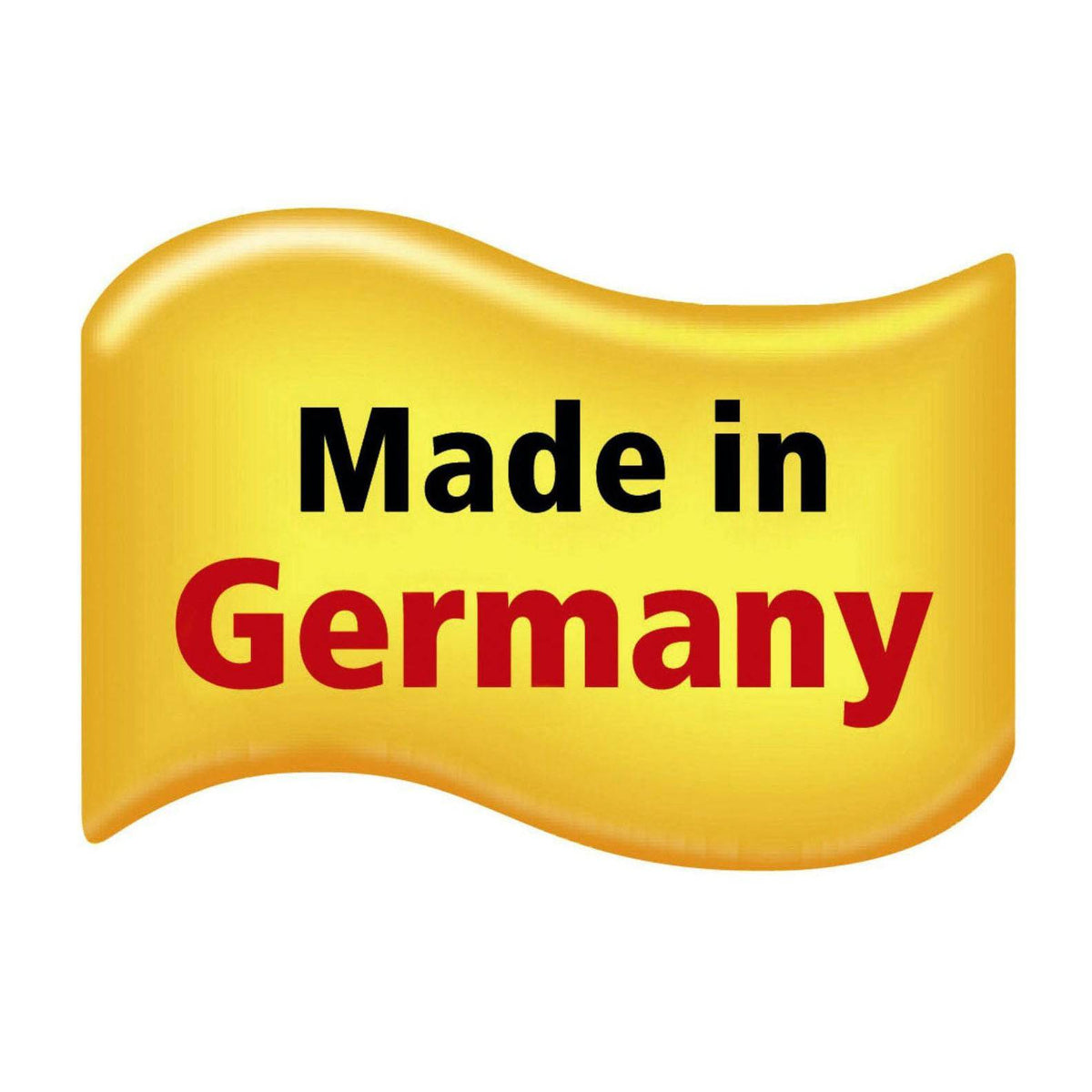 Yellow label with 'Made in Germany' text on a white background