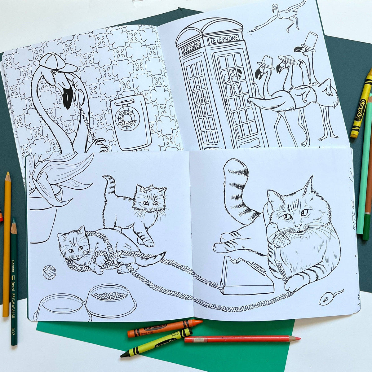 Animals on the Phone Coloring Book