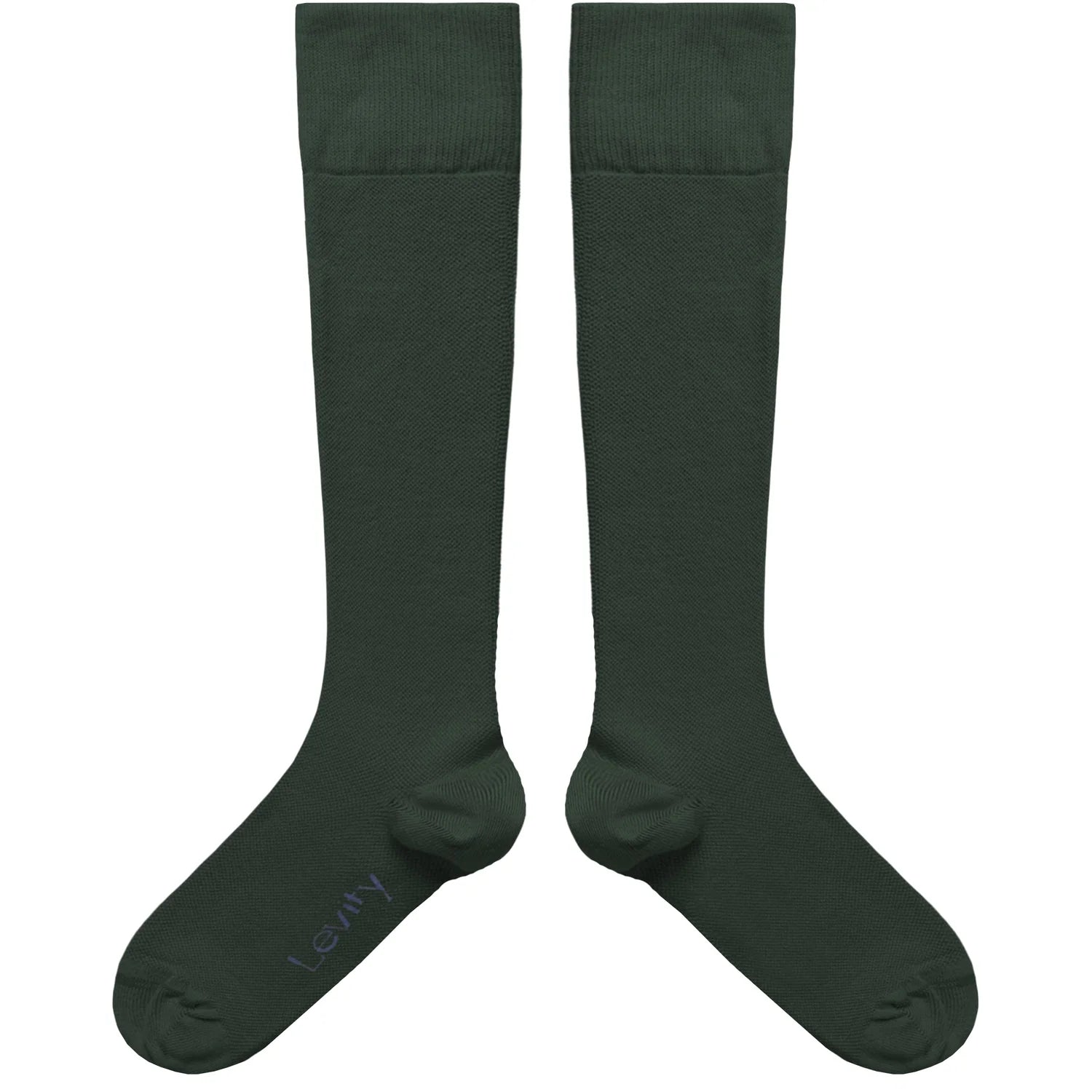 Beige knee-high socks on a white background