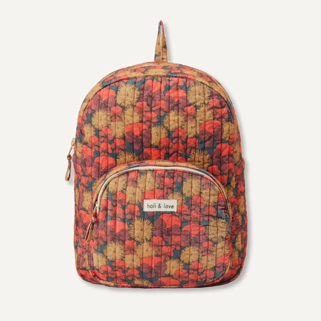 Quilted Orange Flora Backpack