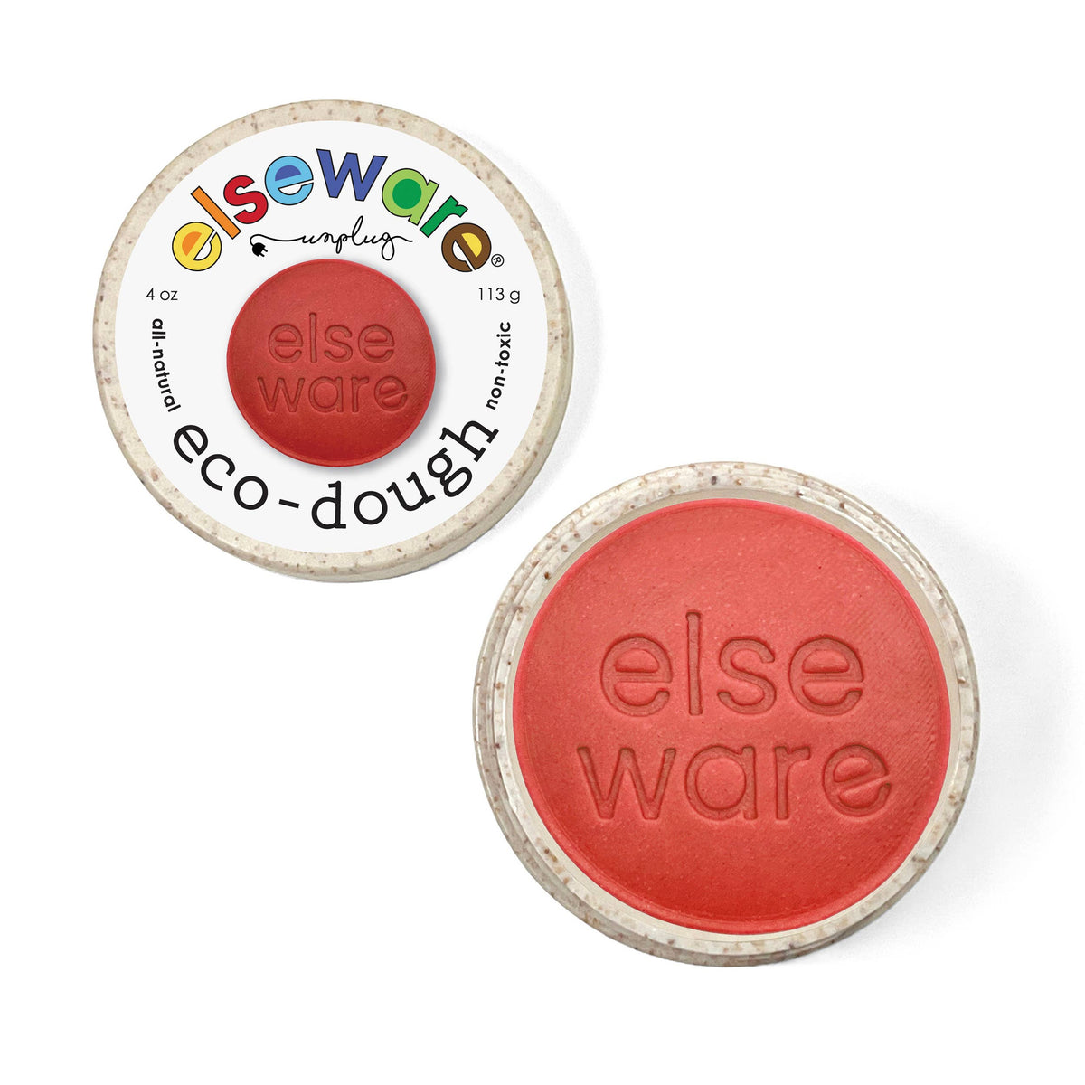 Red eco-dough container with 'else ware' branding on a white background