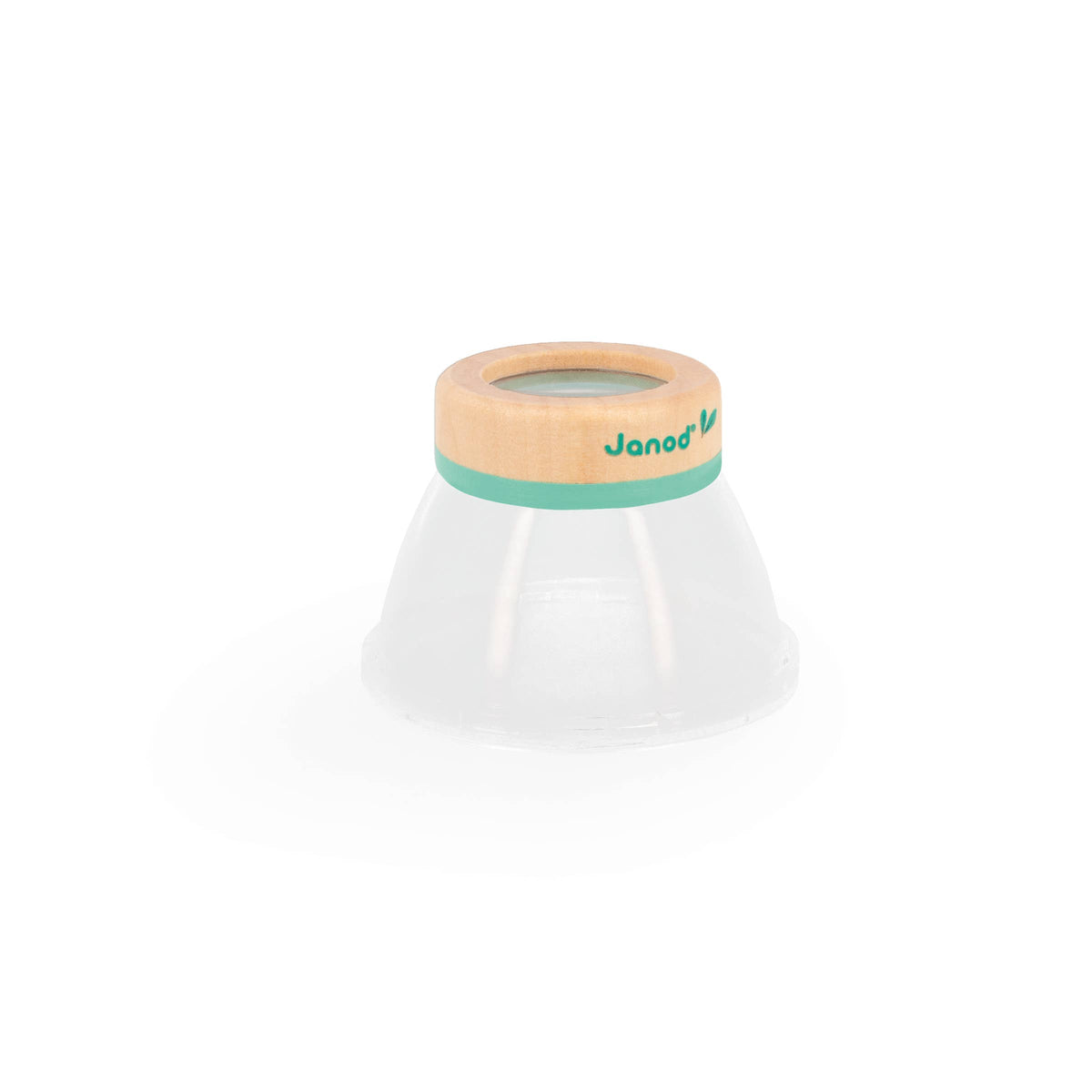 Wooden toy with a green band and 'Janod' branding on a white background