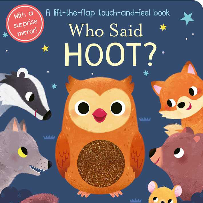Book cover of 'Who Said Hoot?' with illustrations of animals and a lift-the-flap mirror.