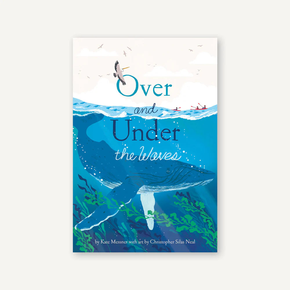 Book cover of 'Over and Under the Waves' with a whale illustration on a white background