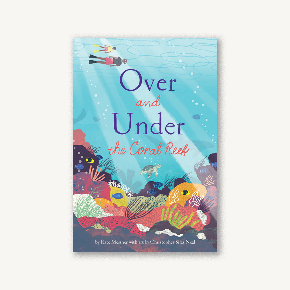 Book cover of 'Over and Under the Coral Reef' with underwater scene and text.