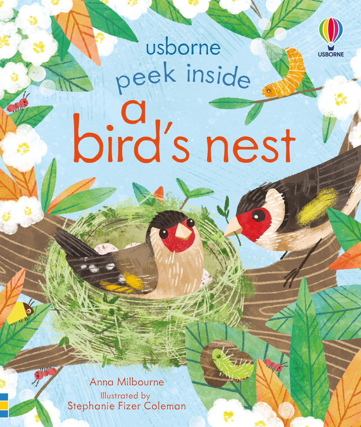 Book cover of 'Peek Inside a Bird's Nest' by Usborne with birds and nest illustration.
