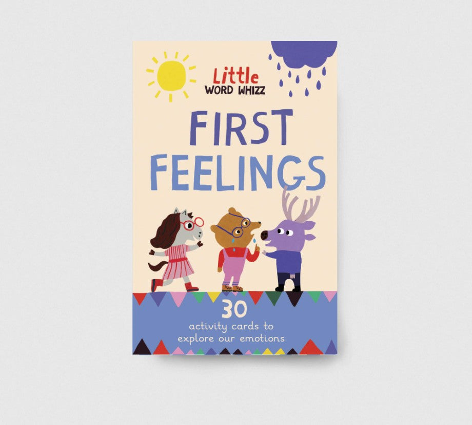 Box titled 'First Feelings' by Little Word Whizz on a light gray background