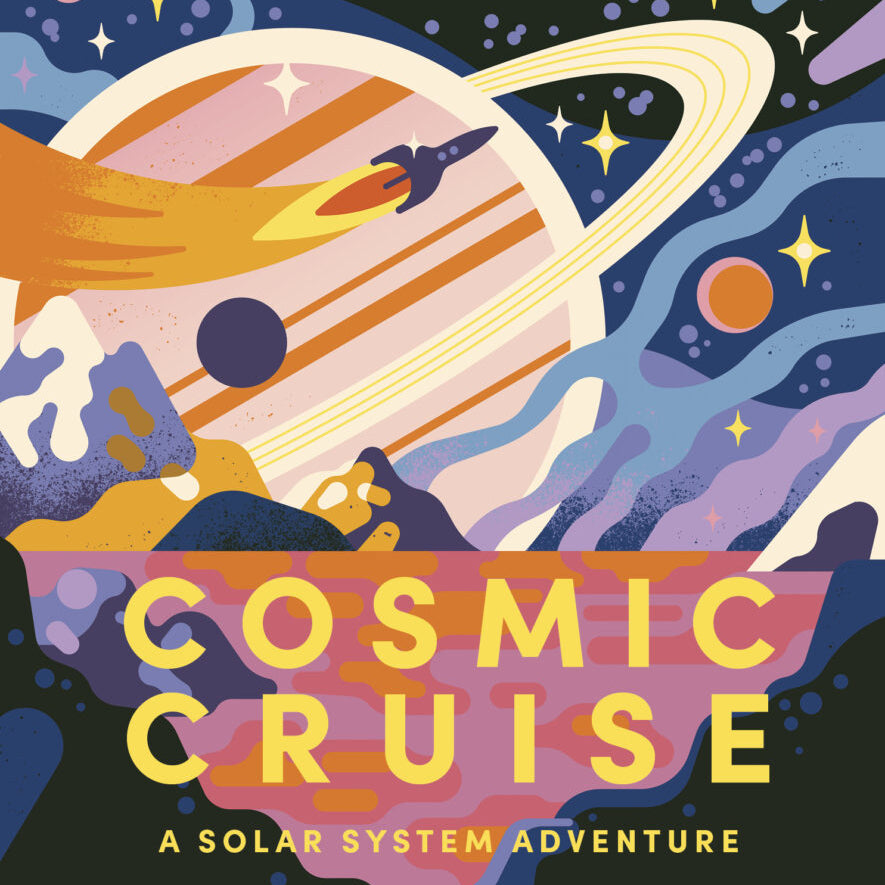 Book cover of 'Cosmic Cruise' by Owen Davey with space-themed illustration.