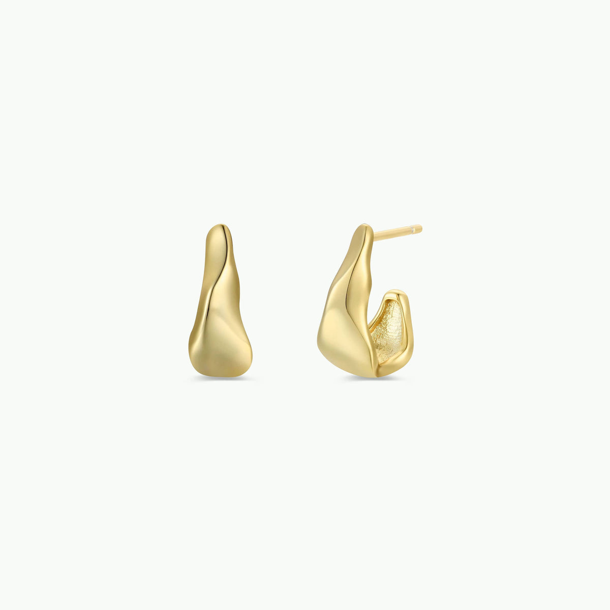 Pair of gold earrings on a white background