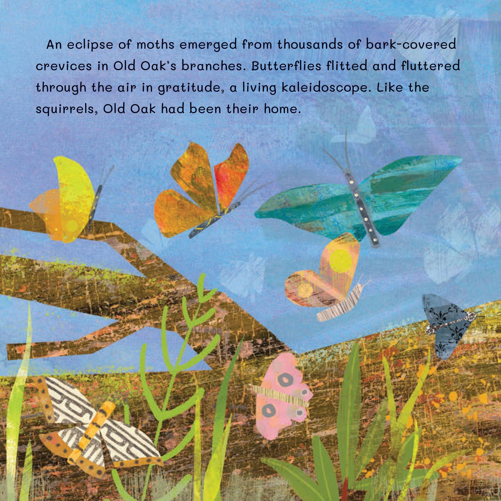 Book cover of 'Thank You, Old Oak' with forest animals and colorful design.