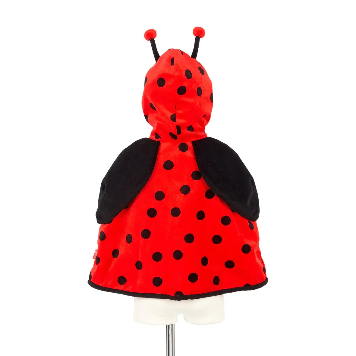 Red ladybug costume with black spots on a white background