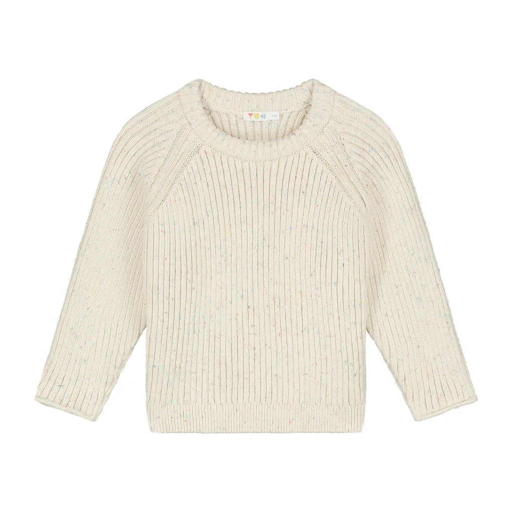 Beige ribbed sweater on a white background