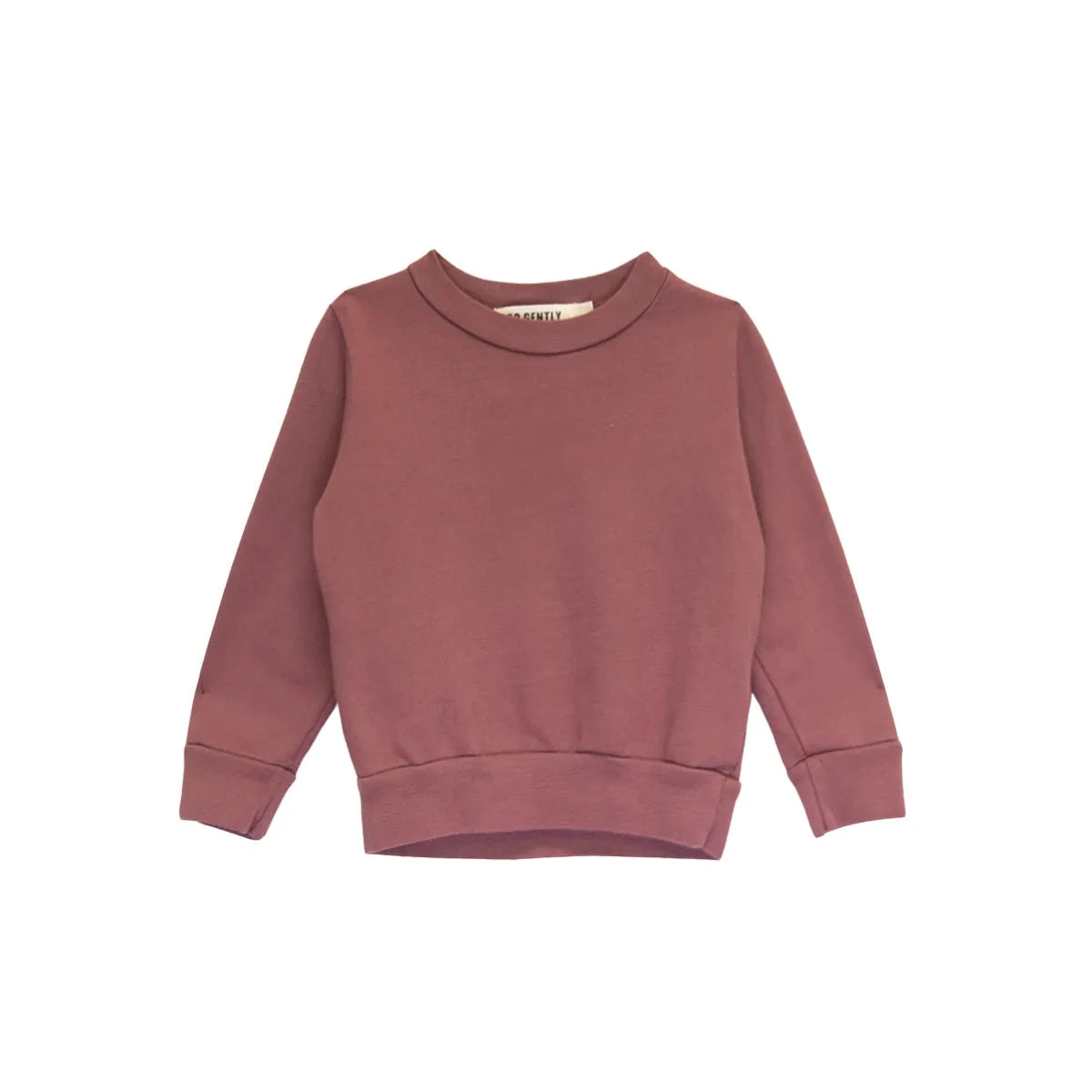 A dusty rose long-sleeve crewneck sweatshirt shown flat on a clean white background.