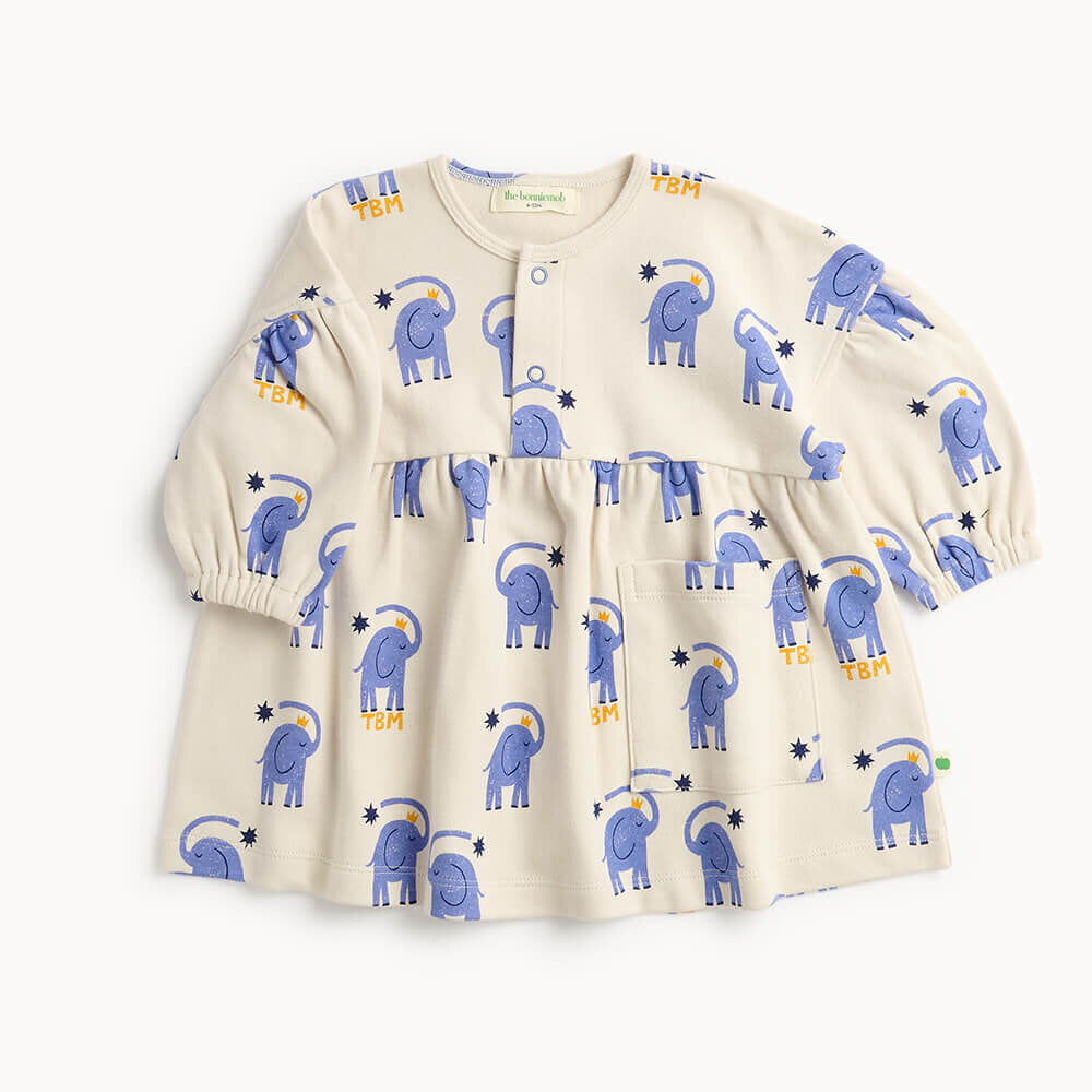 Elephant Print Puff Sleeve Dress