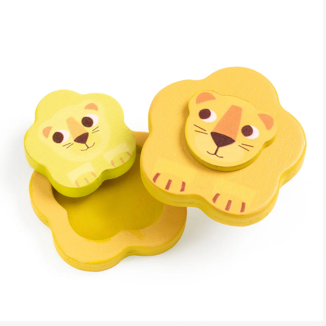 Packaging for 'Kimami Wild', a magnetic game by Djeco featuring various colorful animal-shaped magnets.