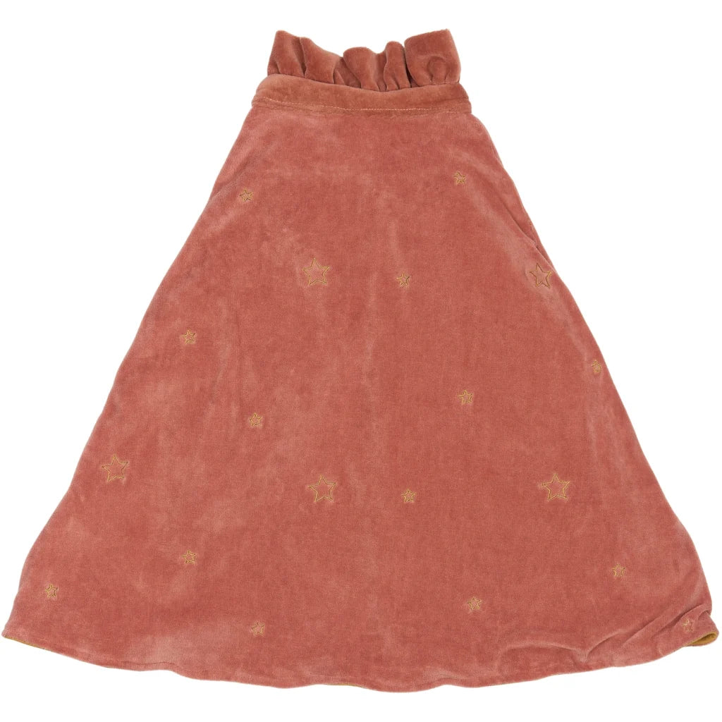 Back of cape with star patterns on a white background