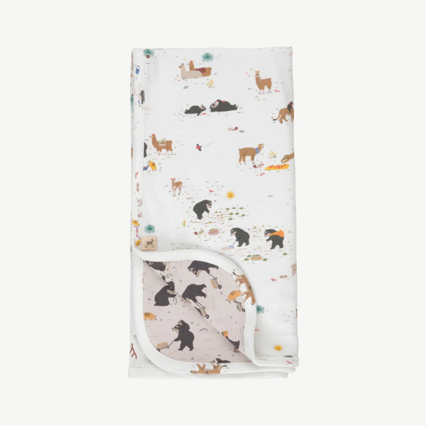 Baby blanket with animal pattern on a white background