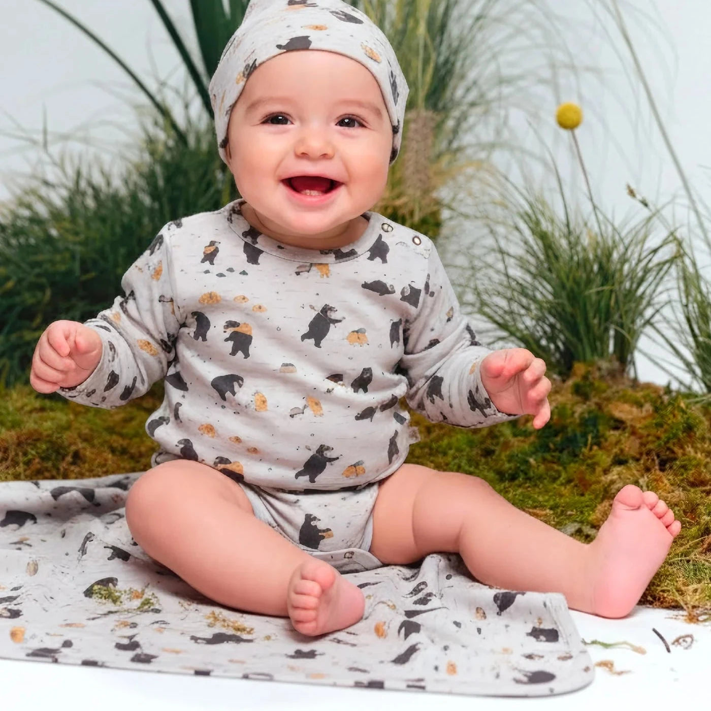 Baby blanket with animal pattern on a white background