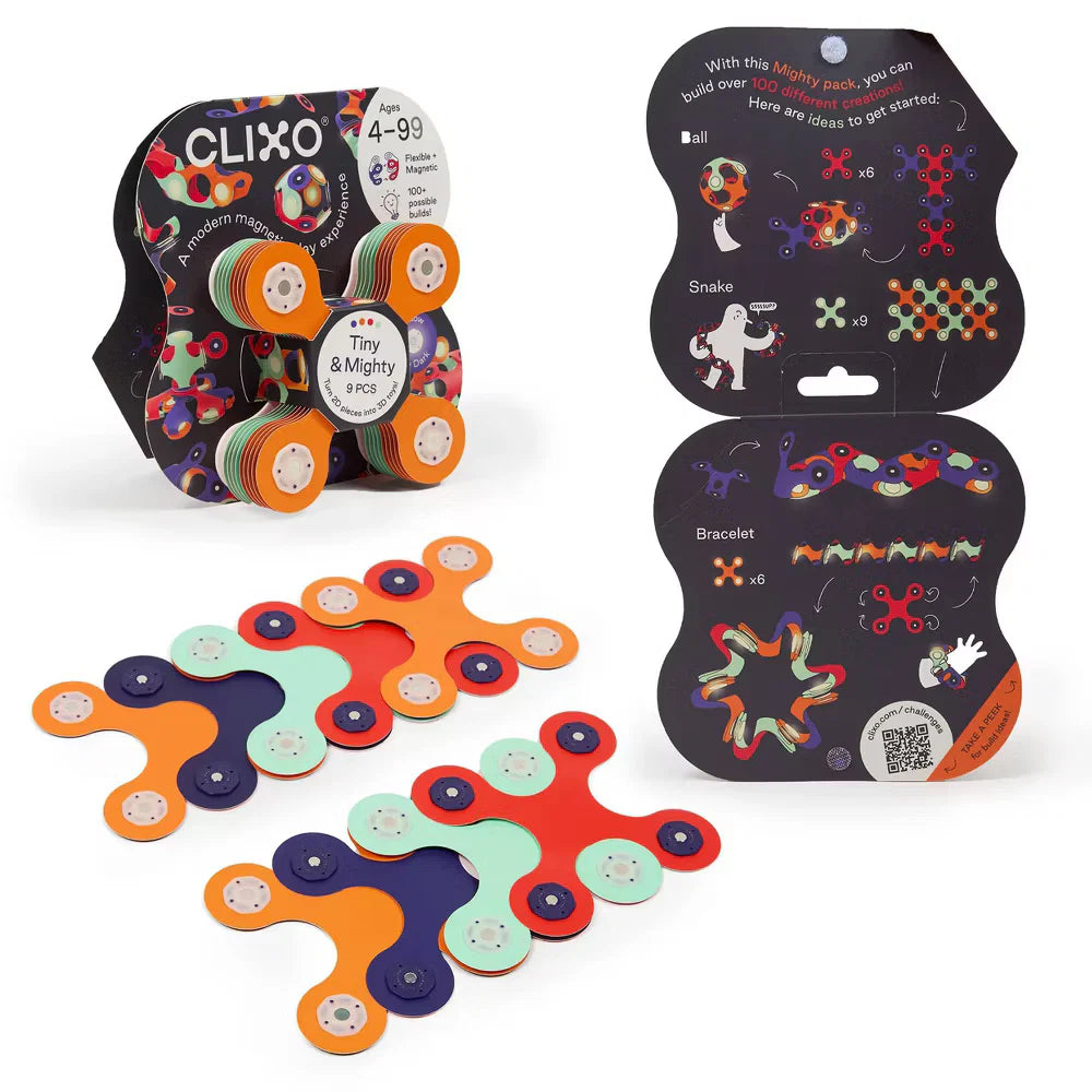 Colorful magnetic building toys with packaging on a white background