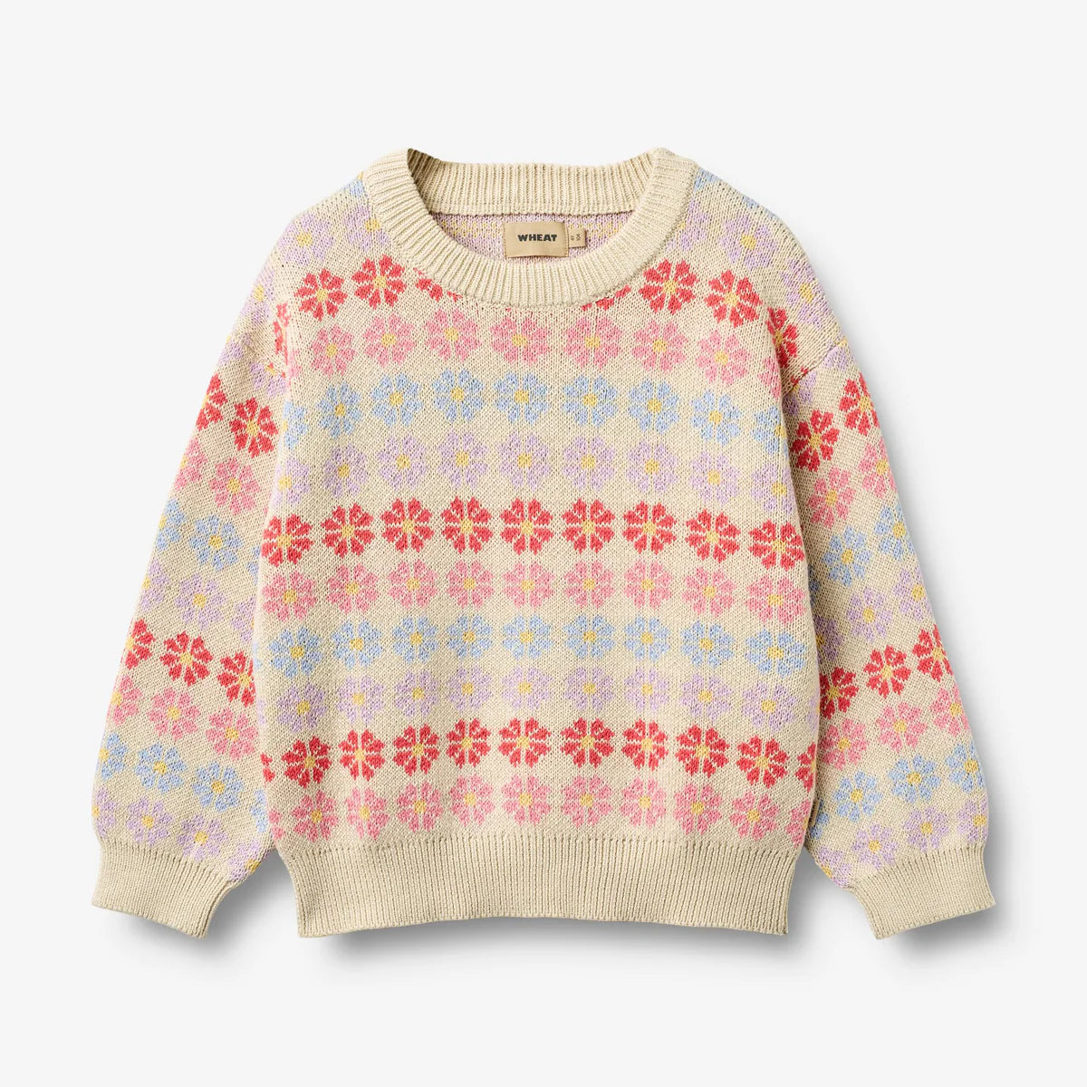 Children's sweater with floral pattern on a white background