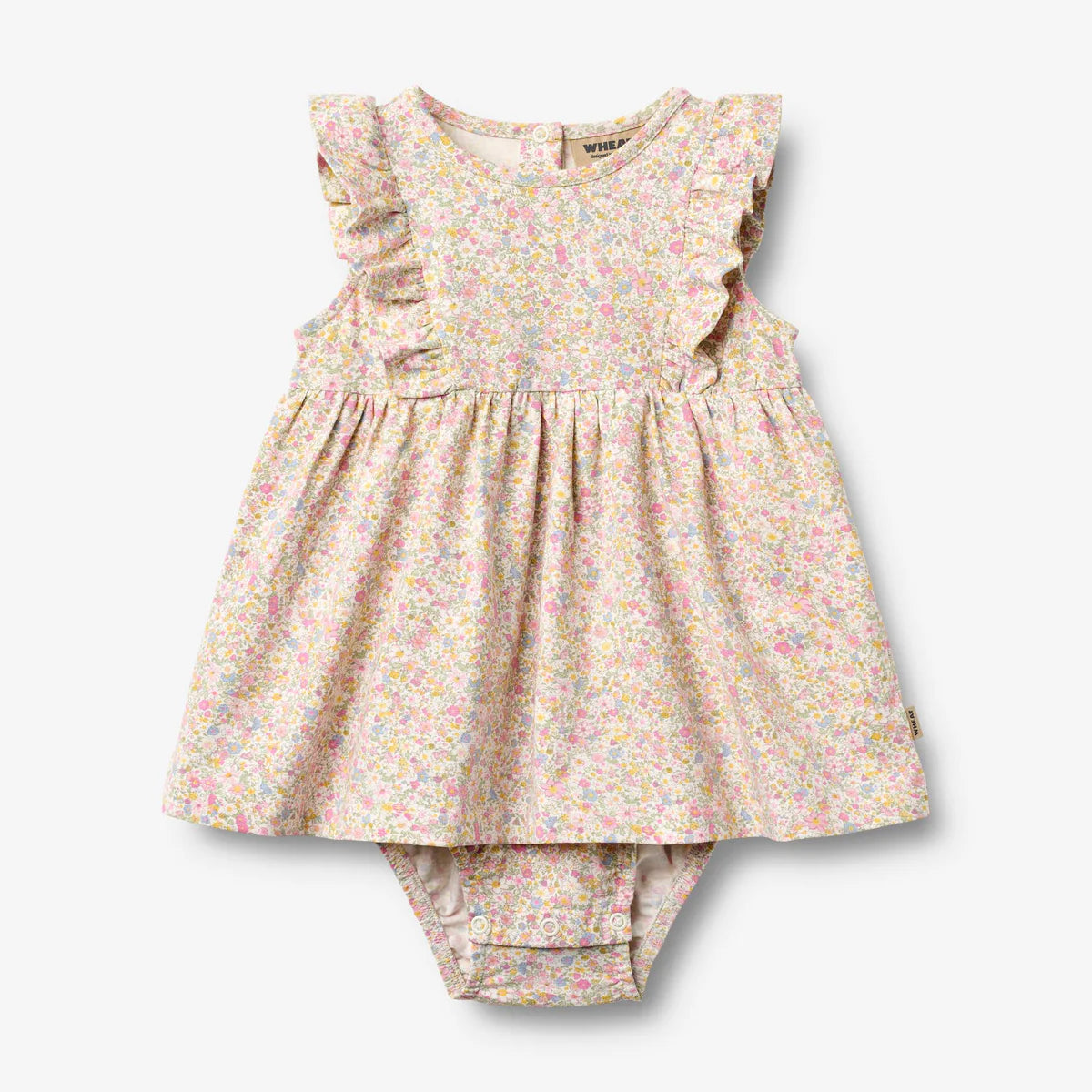 Floral baby romper on a white background