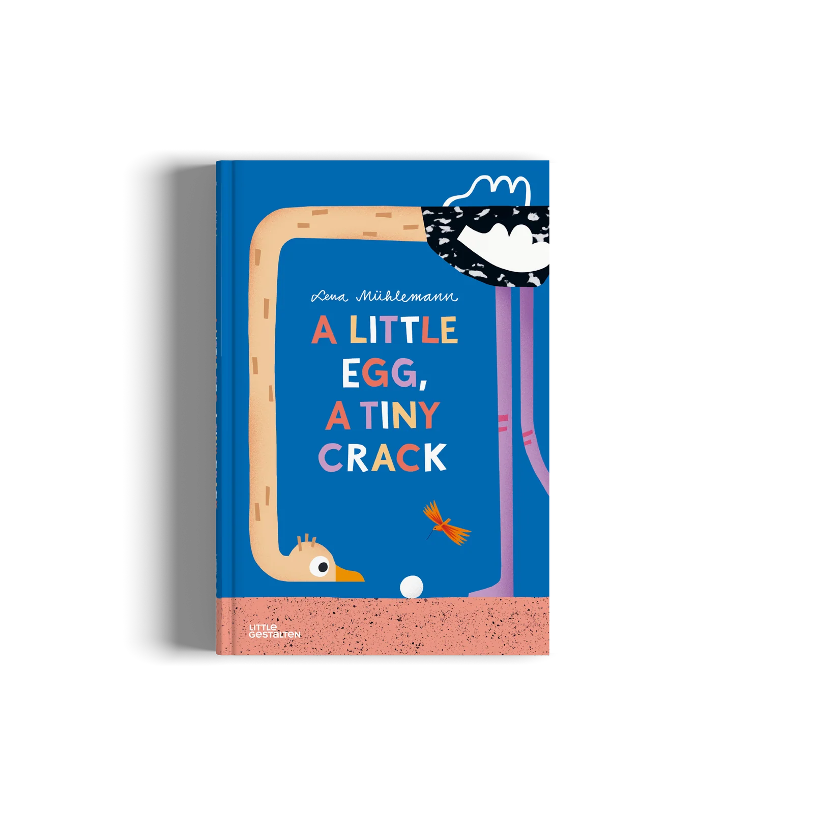 Children's book titled 'A Little Egg, A Tiny Crack' with colorful illustrations on a blue background.