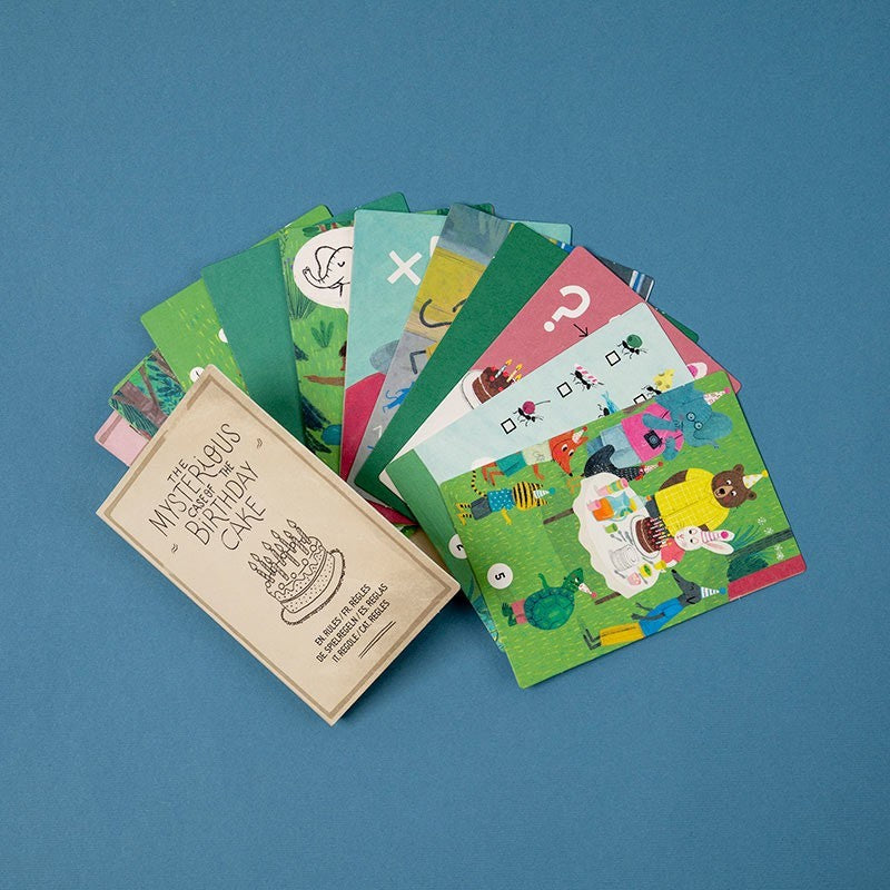 Set of colorful cards on a blue background