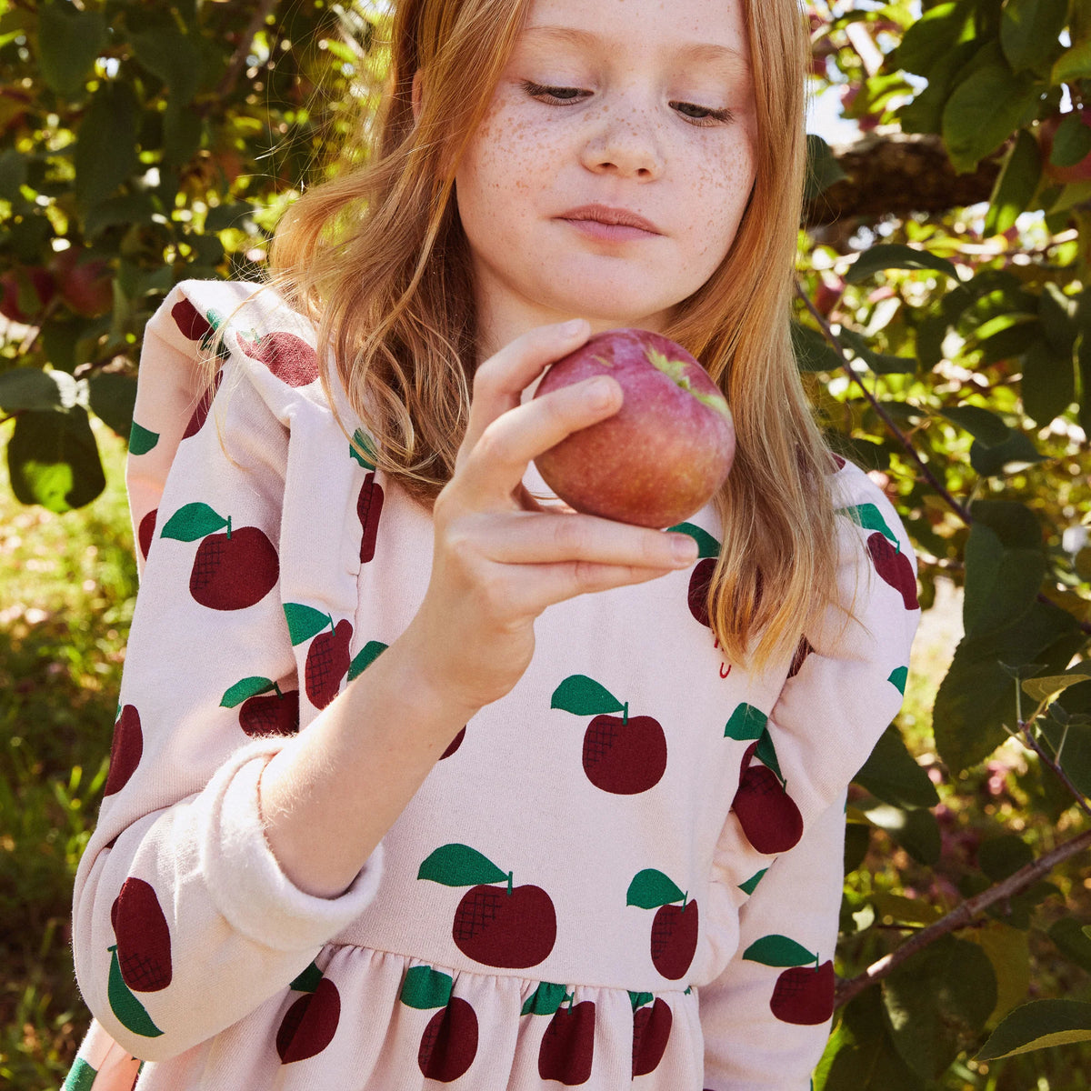 Recycled Cotton Apple Ruffle Dress