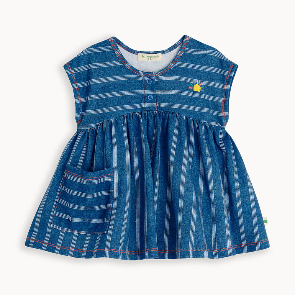 Milena - Denim Pinstripe Baby &amp; Kids Sun Dress