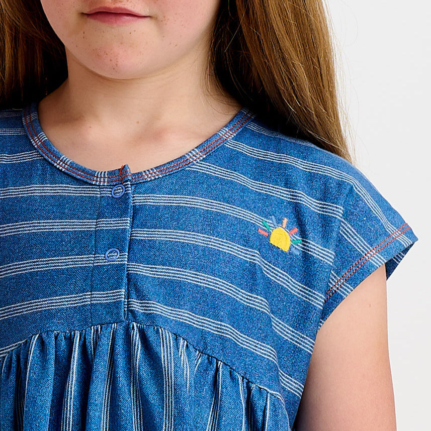 Milena - Denim Pinstripe Baby &amp; Kids Sun Dress