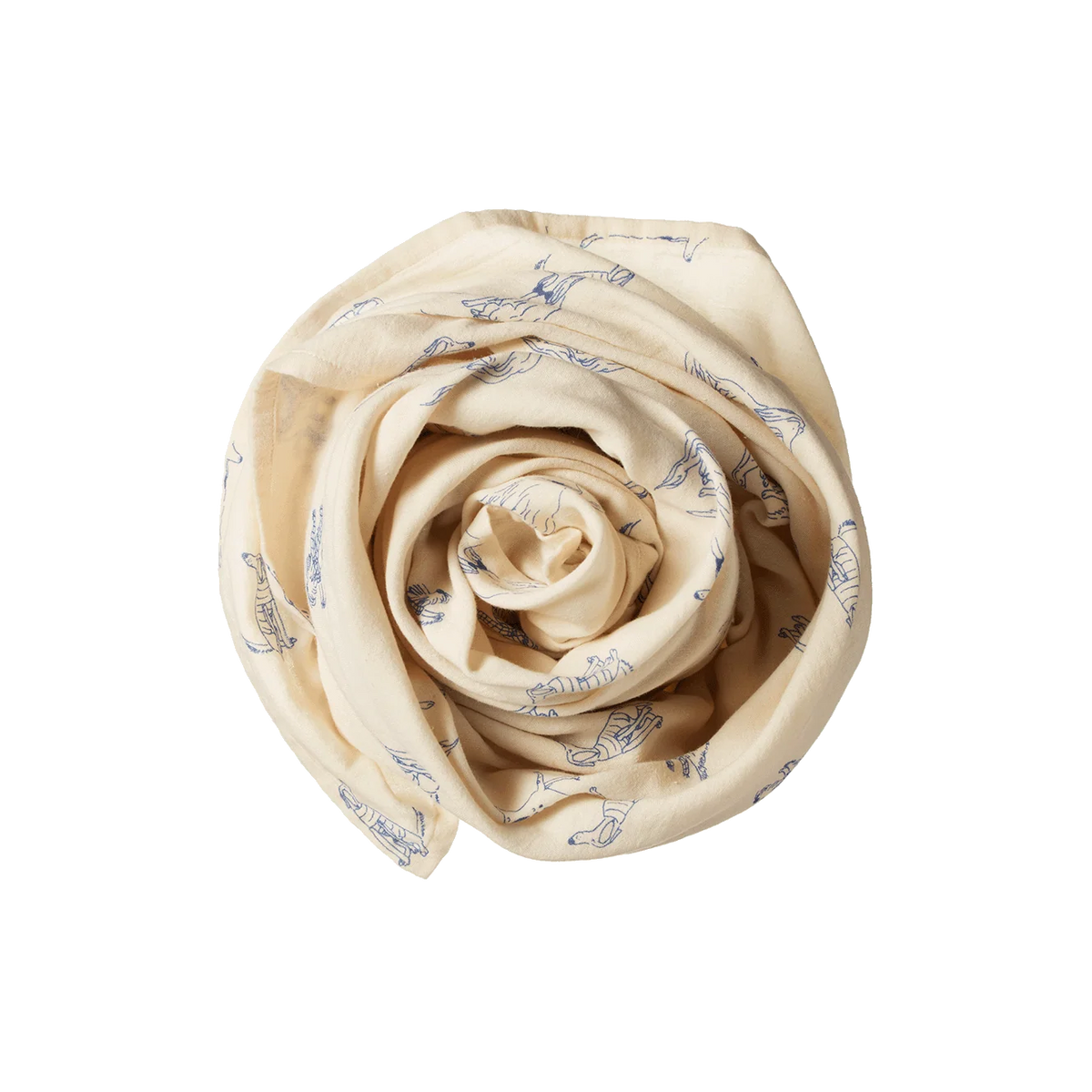 Beige wrap rolled up with a pattern on a white background