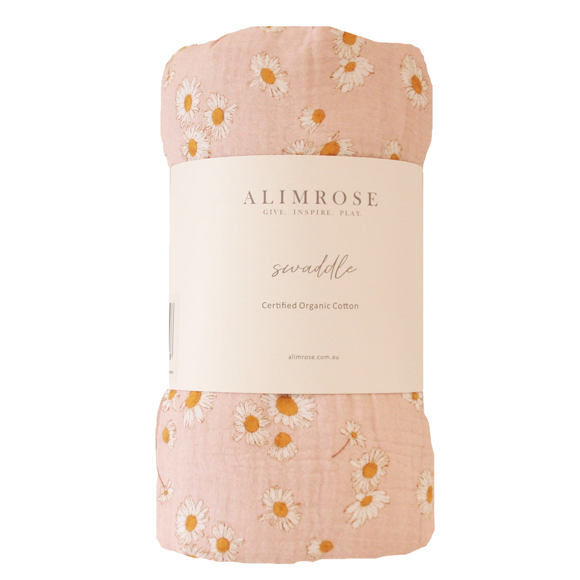 Alimrose swaddle blanket with floral pattern on a white background