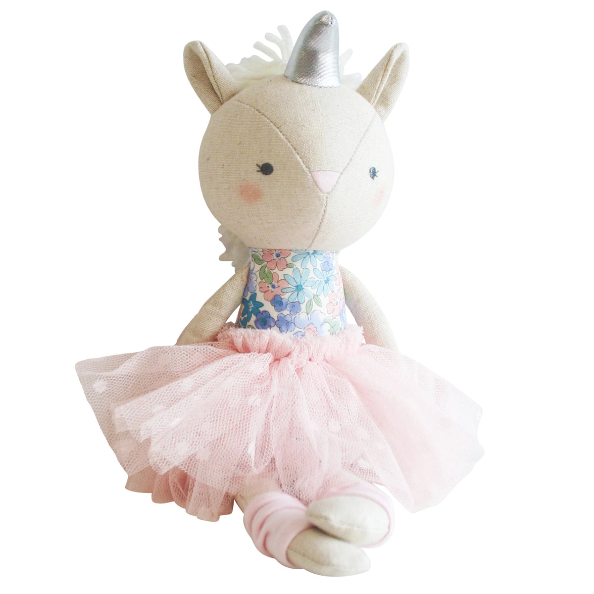 unicorn doll with tutu and floral print