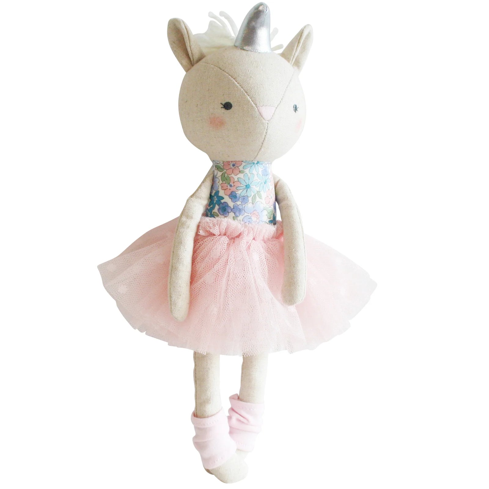 unicorn doll with tutu and floral print