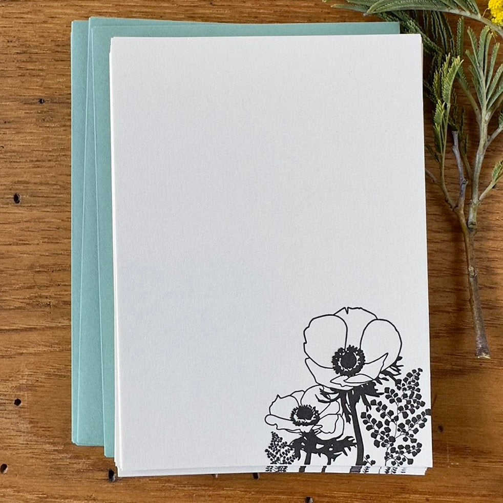 Anemones Flat Letterpress Notecards