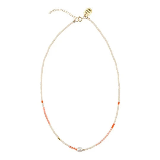 Zebra Pearl Necklace: pink &amp; orange