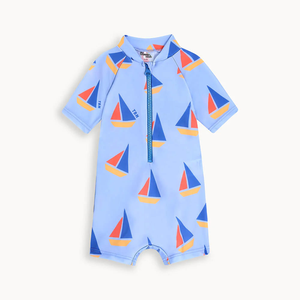 Riki - Blue Sailboat Baby &amp; Kids Swim Rash Suit