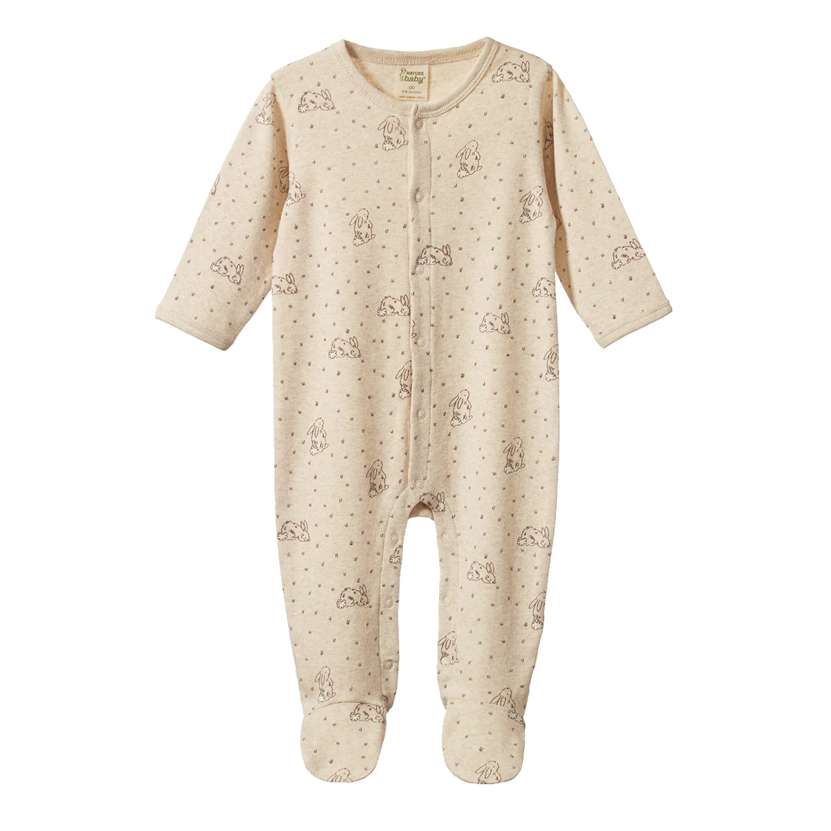 Baby onesie with animal pattern on a white background