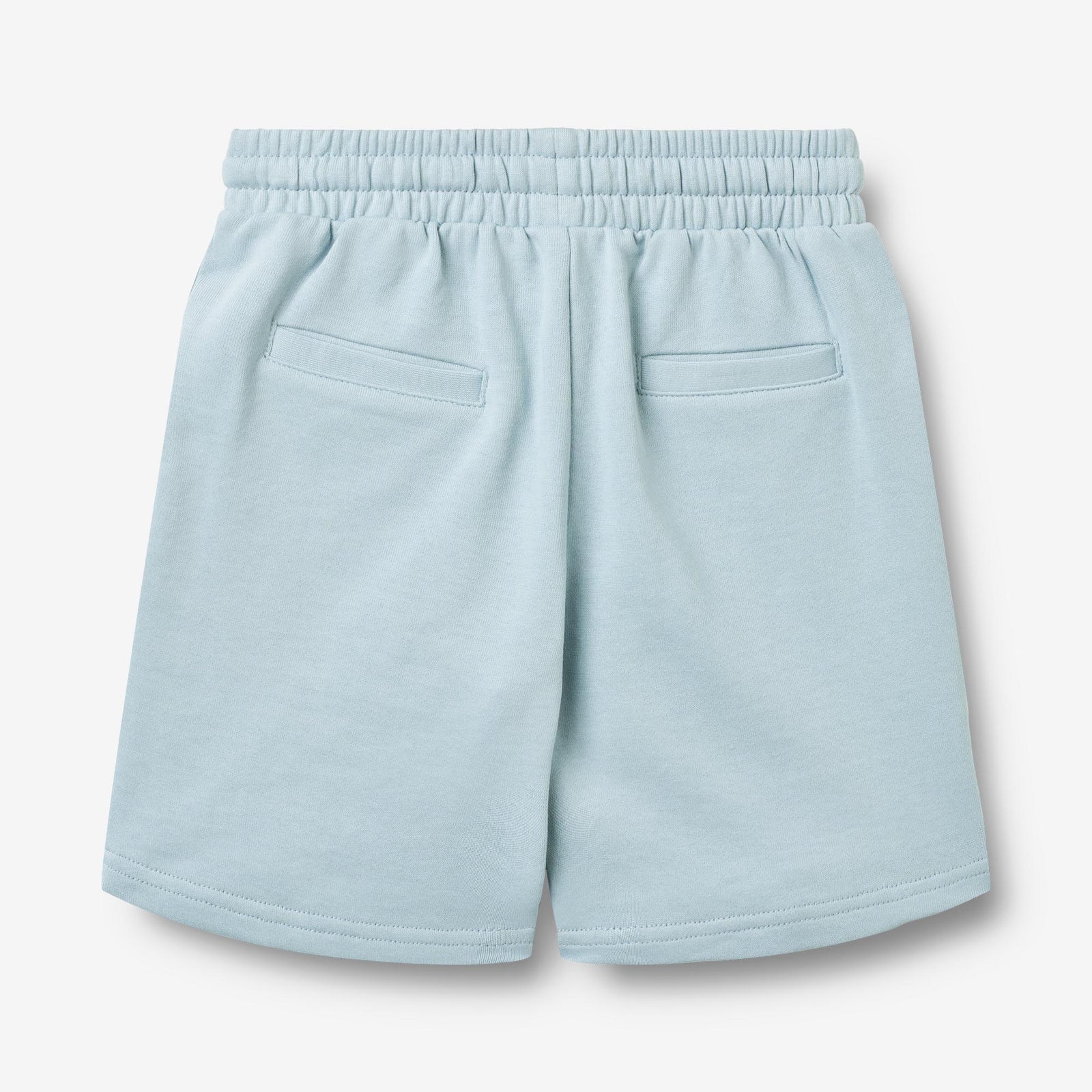 Light blue shorts with a logo on a white background