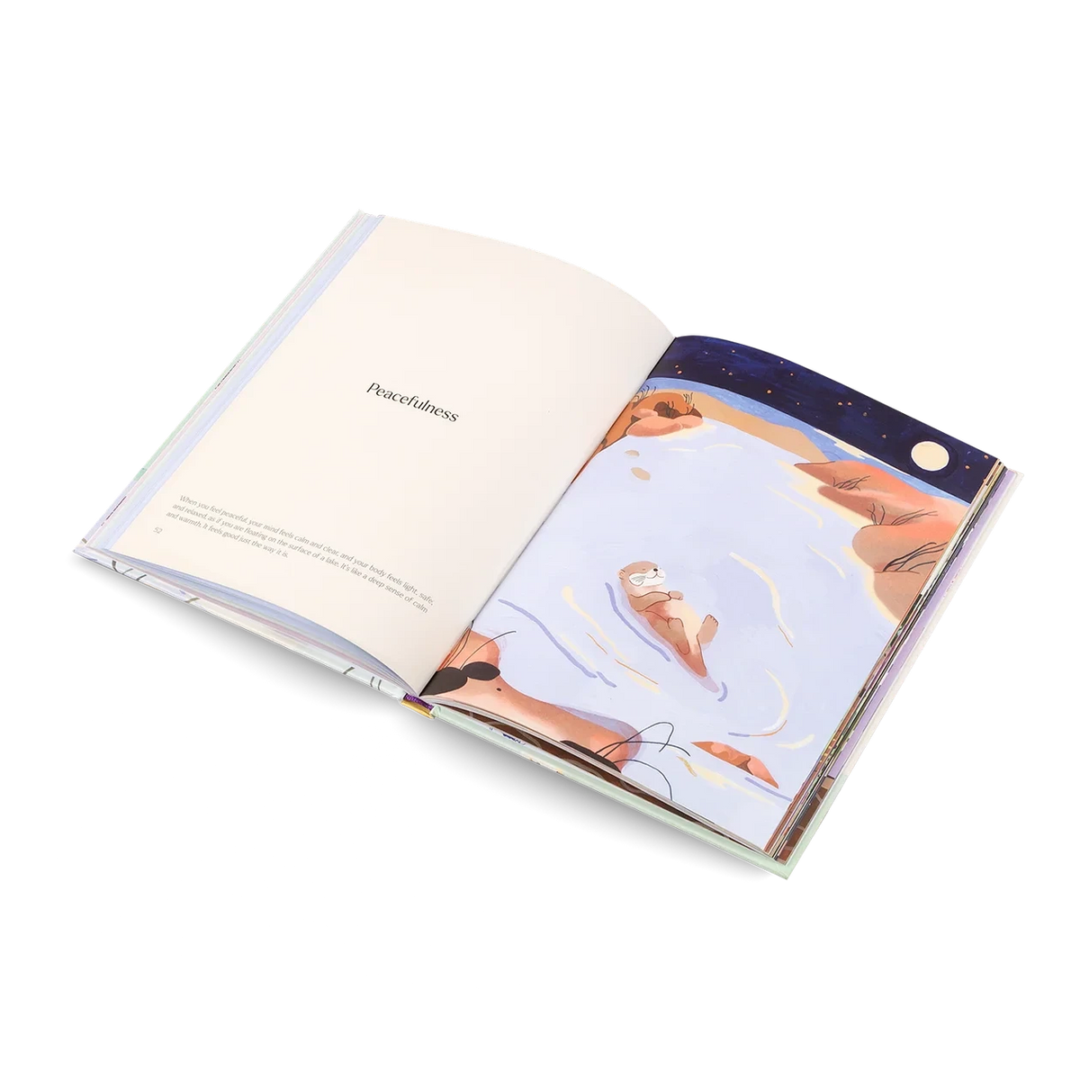 Open book with a cover featuring an otter on a white background