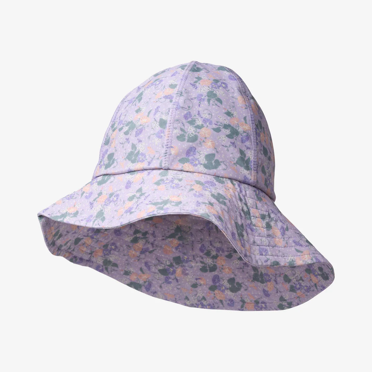 Floral-patterned sun hat on a white background