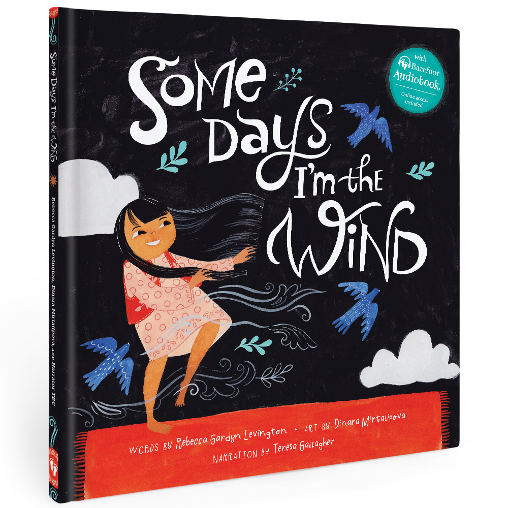 Book cover of 'Some Days I'm the Wind' with a child illustration and text on a black background.