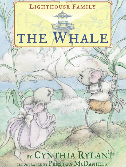 Book cover of 'The Whale' by Cynthia Rylant with illustrations of two children and a whale.
