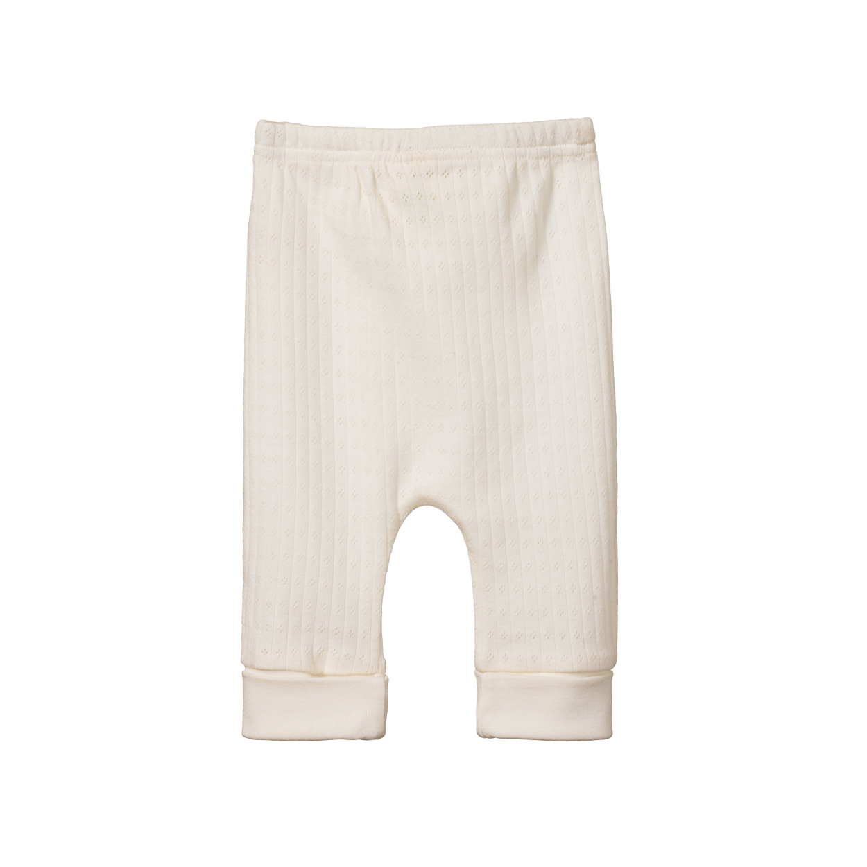 White baby pants with a drawstring on a white background